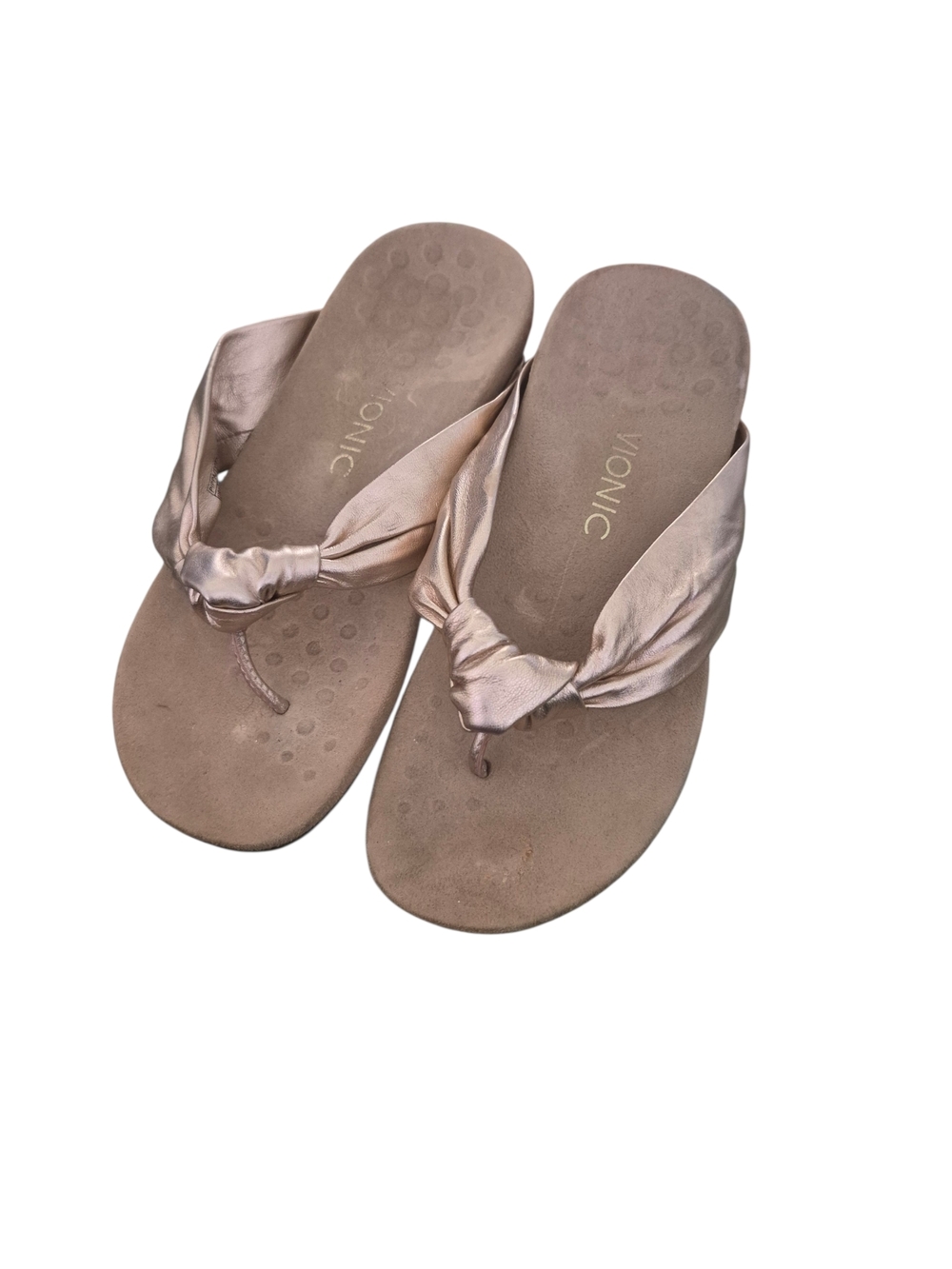 Vionic Rose Gold Satin Knot Thong Sandals 8